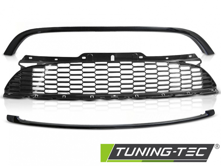 Upgrade Design Sportgrill / Kühlergrill für BMW Mini Cooper R55/R56/R57 10-14 im JCW Look Hochglanz schwarz